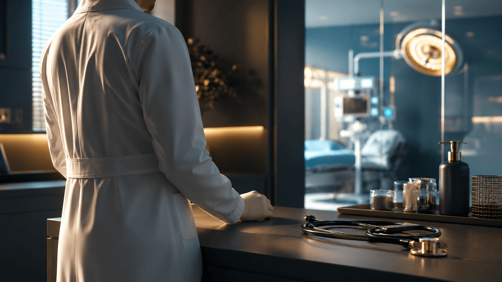 Profissional da saude de jaleco em ambiente clinico, simbolizando a aposentadoria especial por exposicao a agentes nocivos
